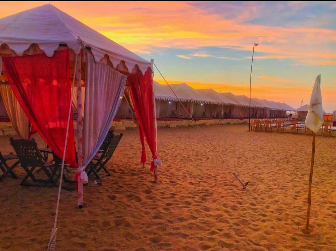 Royal Tents at Sunset at Melody Moon Desert Camp Jaisalmer