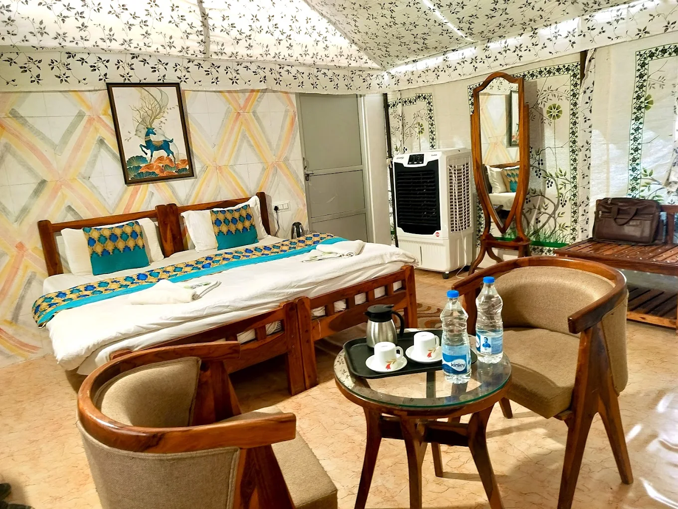 Deluxe Tent Interior at Melody Moon Desert Camp Jaisalmer